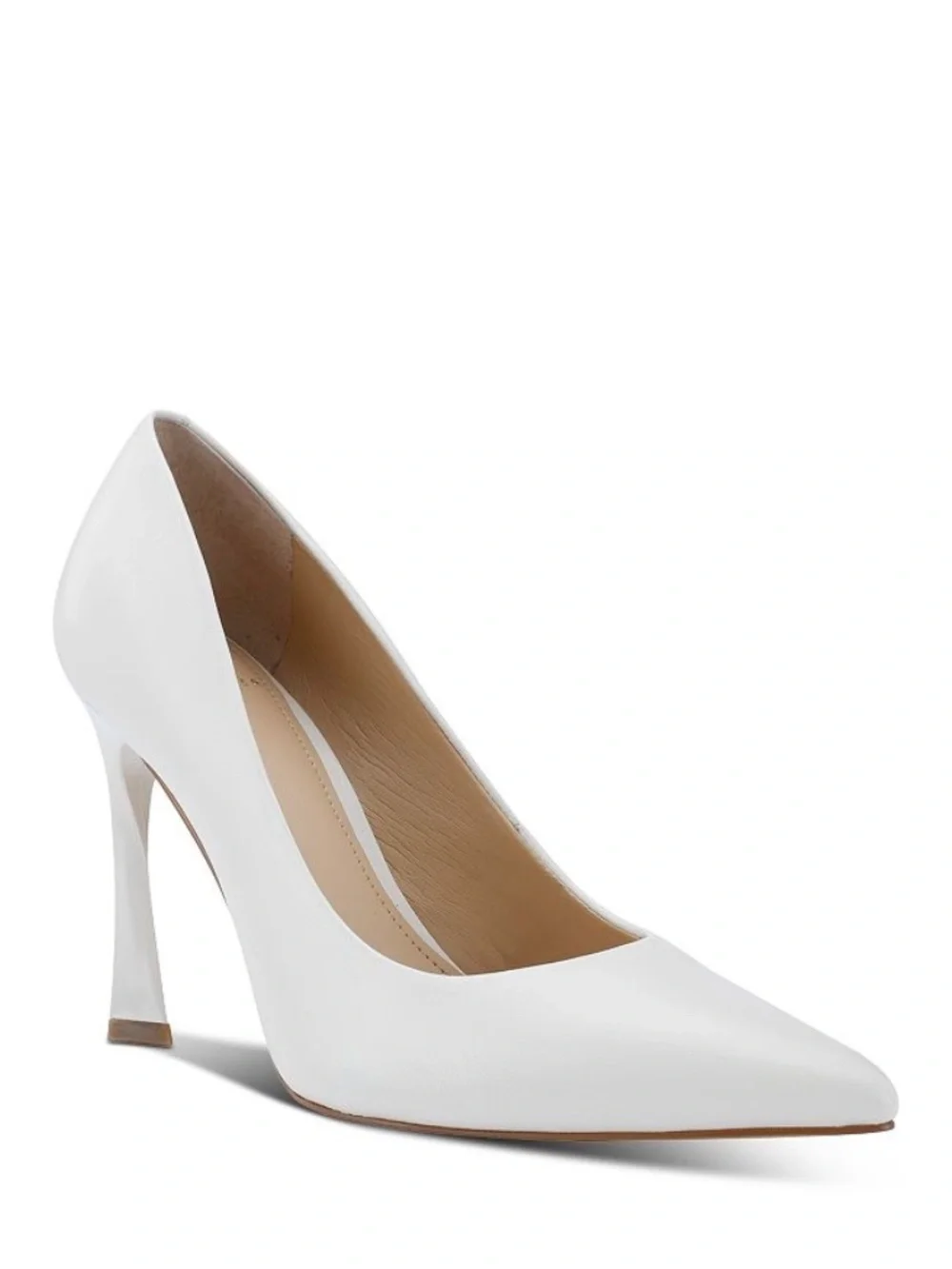 Marc Fisher Sassie Ivory White Leather Stiletto Heel Pointed Toe Pumps Shoes 9